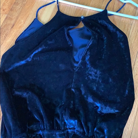 Suede royal blue jumpsuit - Picture 2 of 3